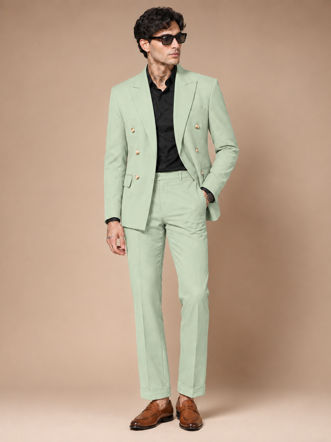 Lime Double Breasted 2 Piece Suit by Italian Vega®