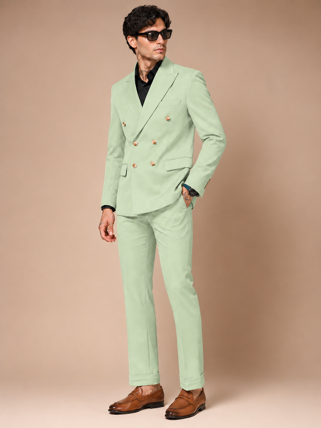 Lime Double Breasted 2 Piece Suit by Italian Vega®