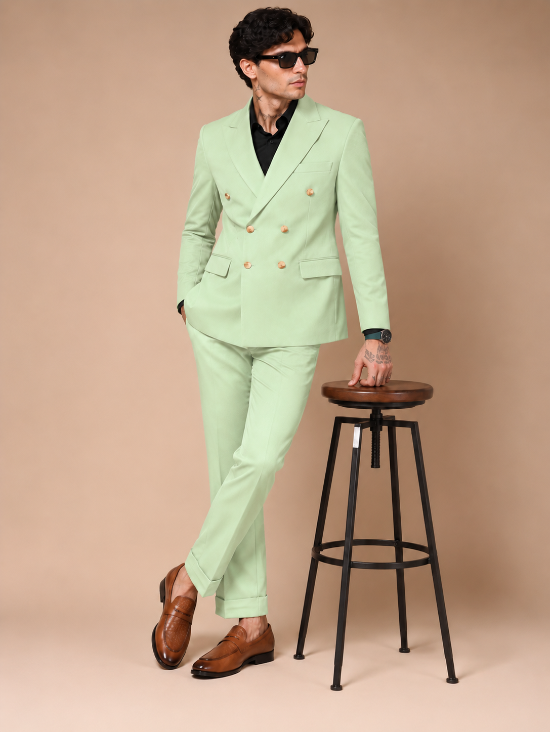 Lime Double Breasted 2 Piece Suit by Italian Vega®