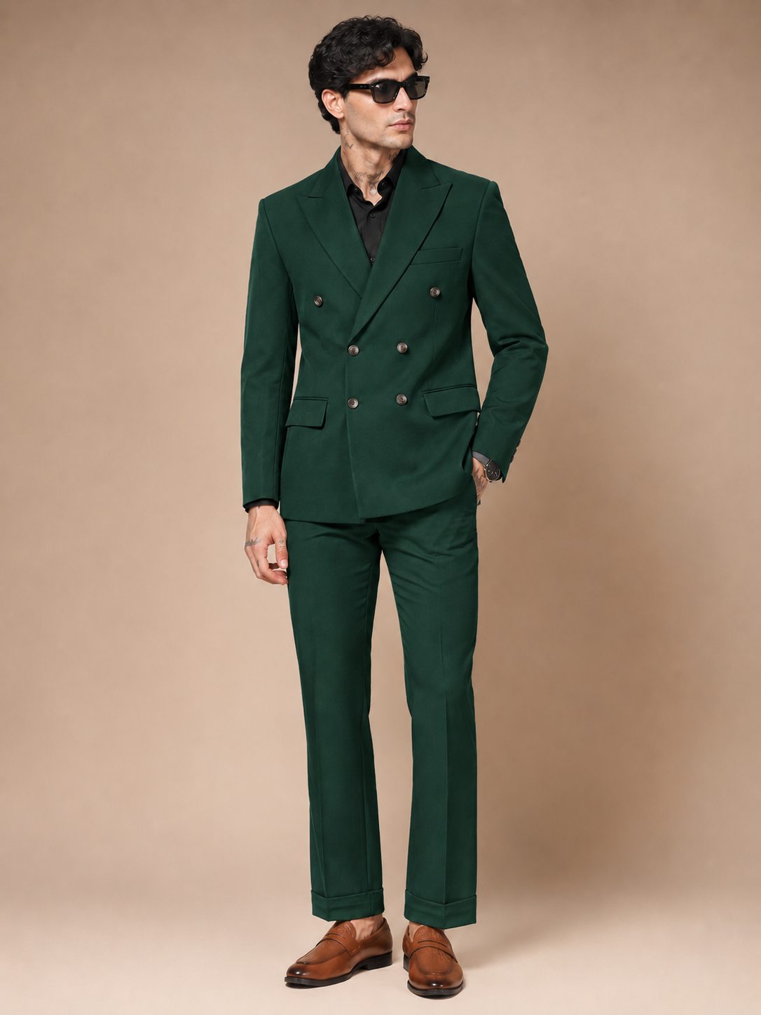 Bottle Green Double Breasted 2 Piece Suit by Italian Vega®