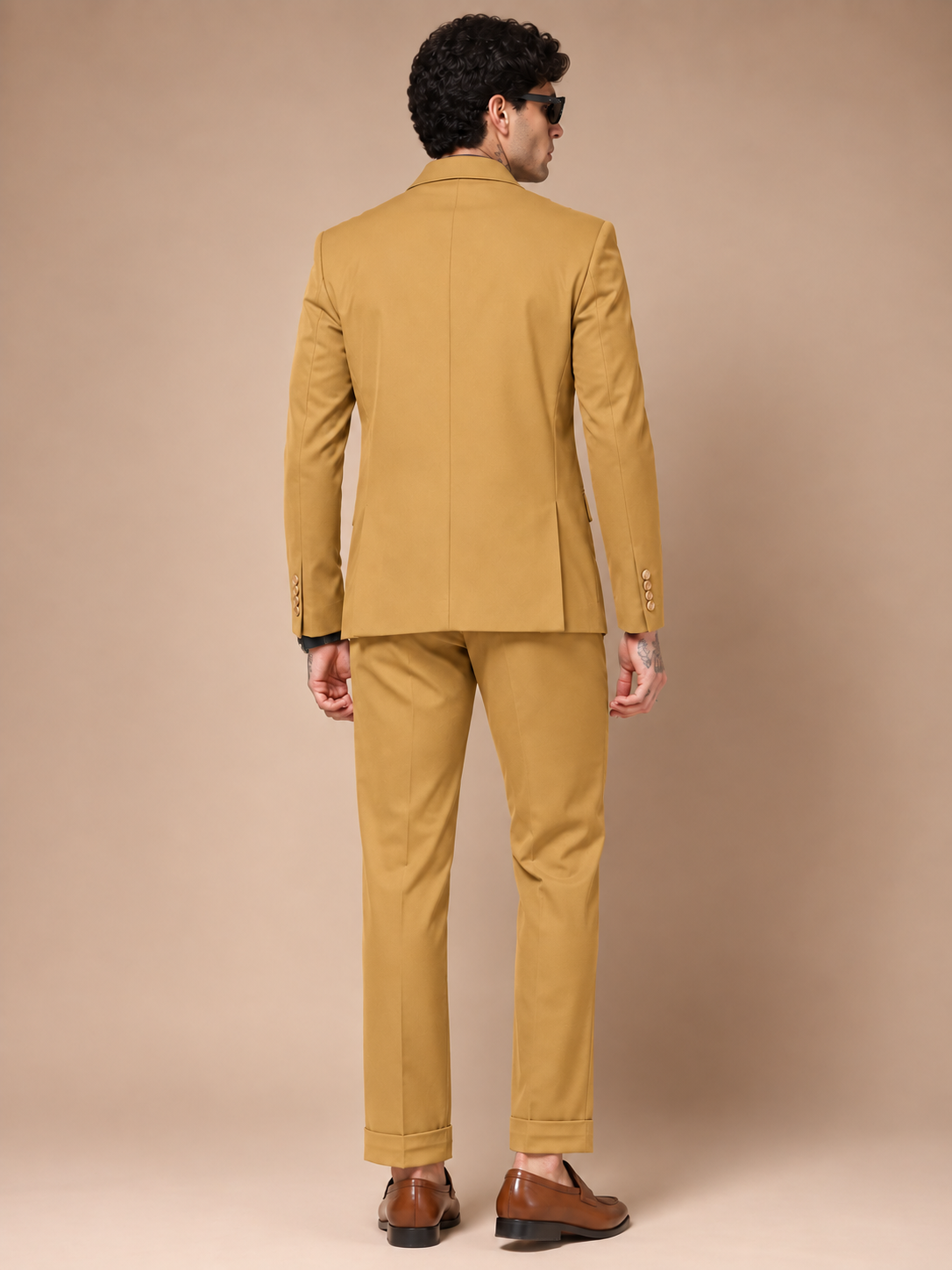 Camel Double Breasted 2 Piece Suit by Italian Vega®