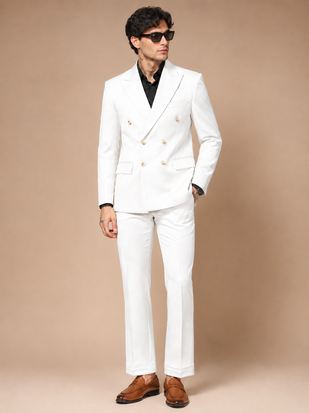 White Double Breasted 2 Piece Suit by Italian Vega®