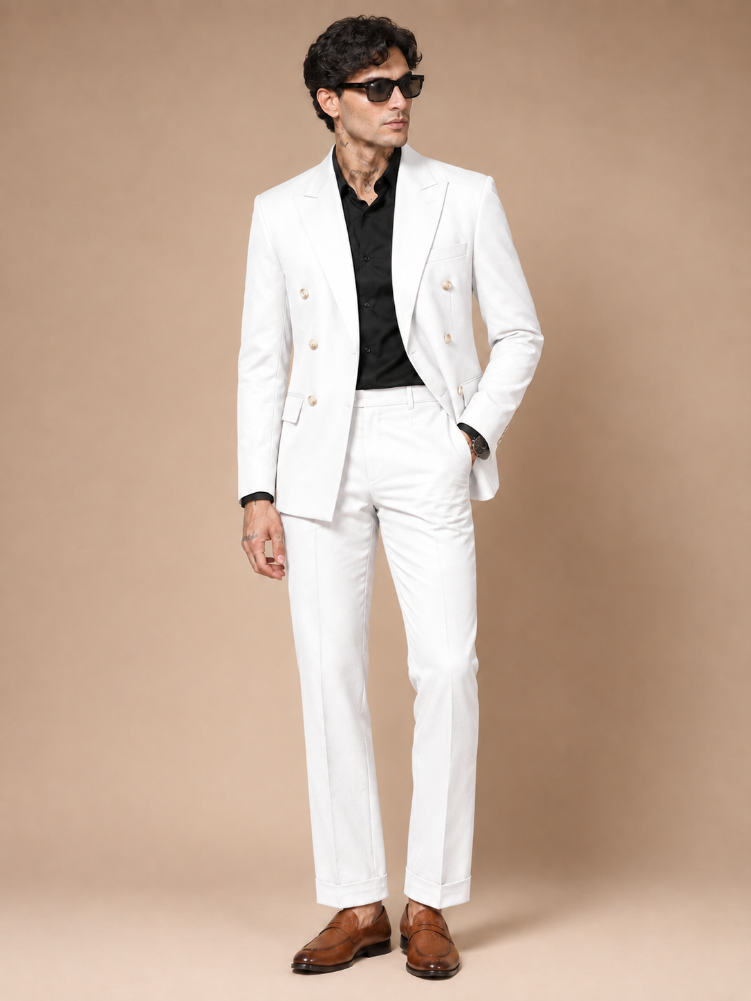 White Double Breasted 2 Piece Suit by Italian Vega®