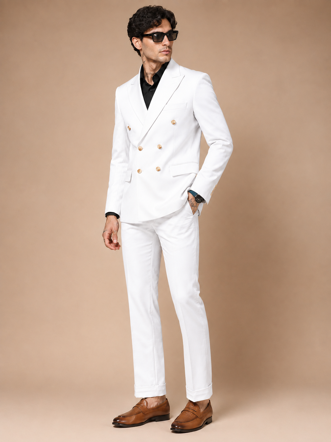 White Double Breasted 2 Piece Suit by Italian Vega®