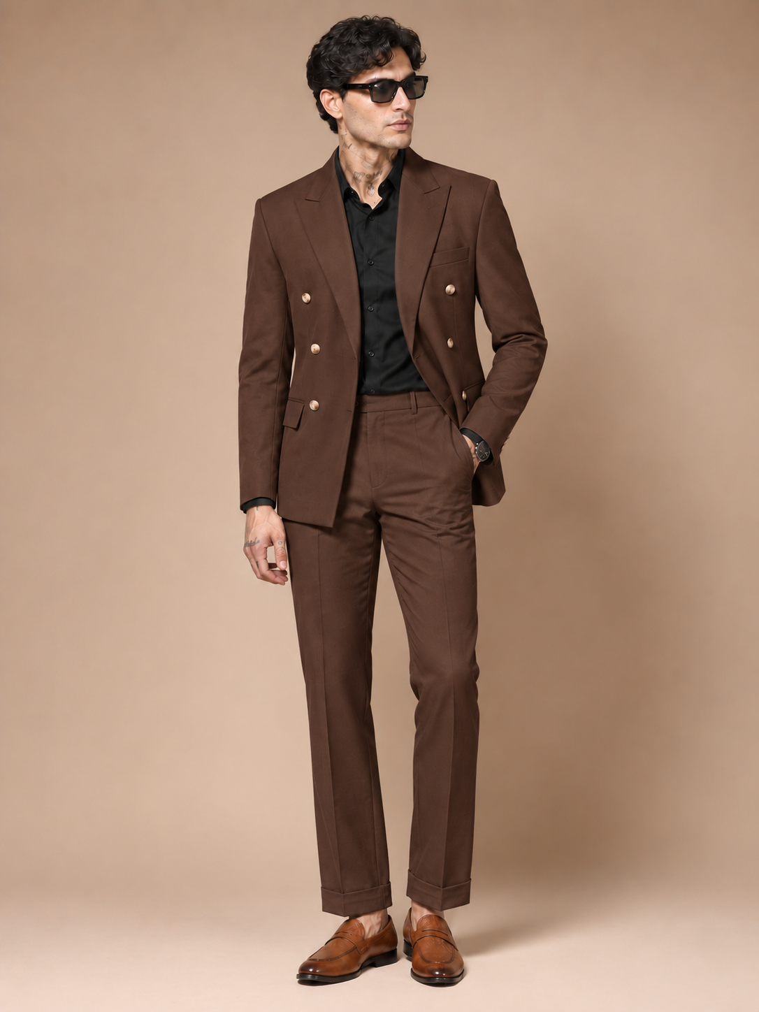 Brown Double Breasted 2 Piece Suit by Italian Vega®