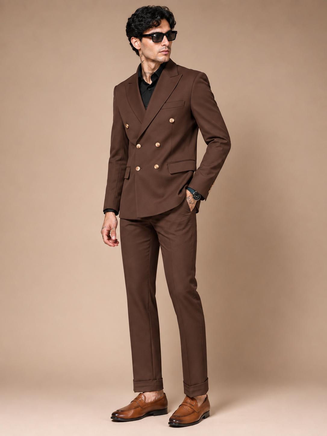 Brown Double Breasted 2 Piece Suit by Italian Vega®