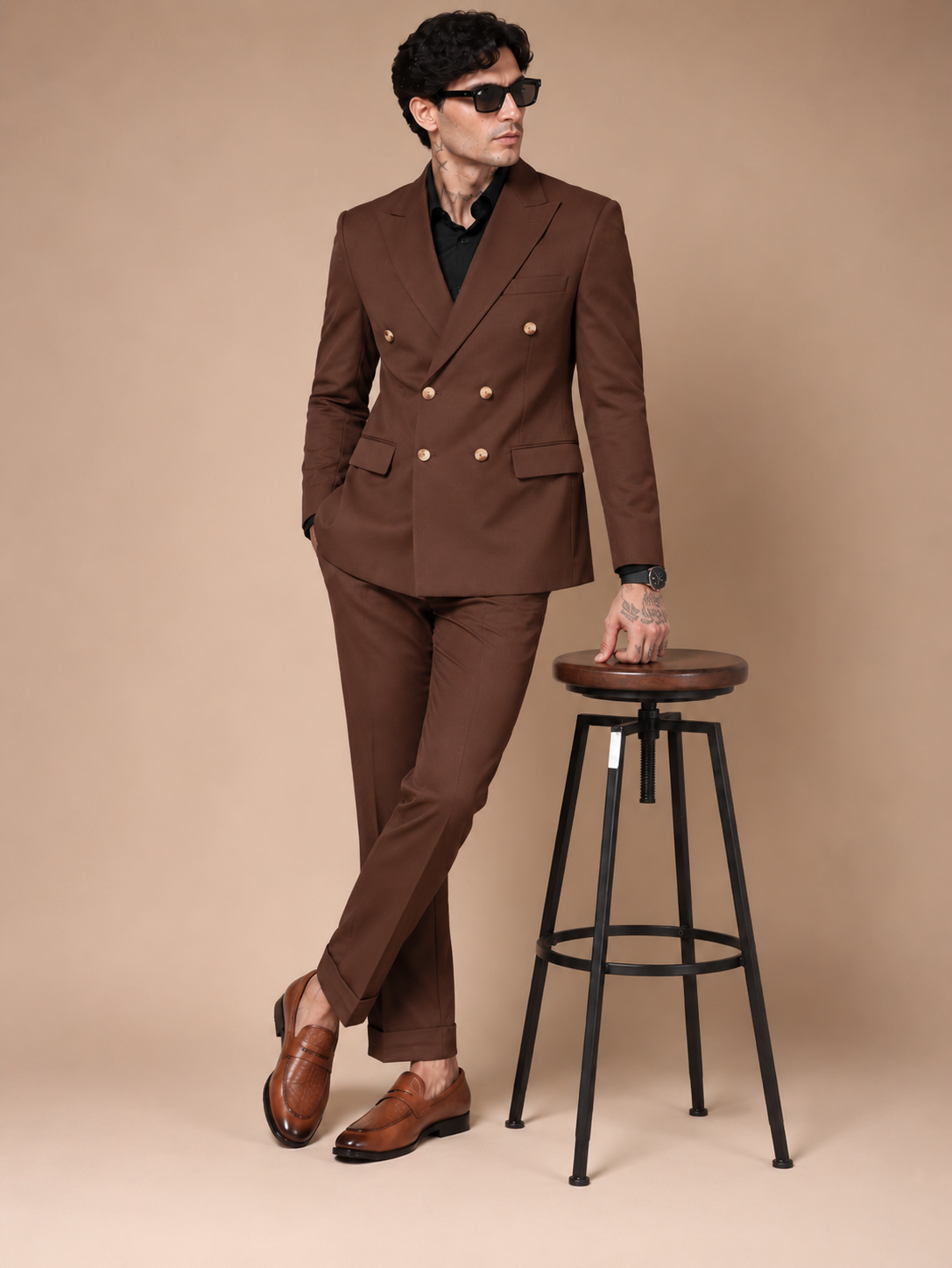 Brown Double Breasted 2 Piece Suit by Italian Vega®