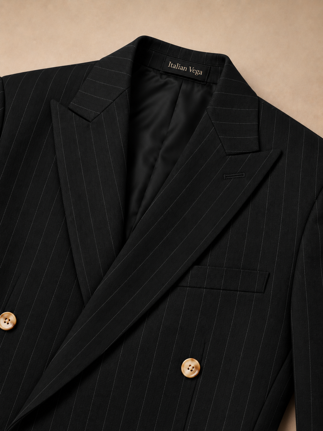 Black Stripe Double Breasted 2 Piece Suit by Italian Vega®
