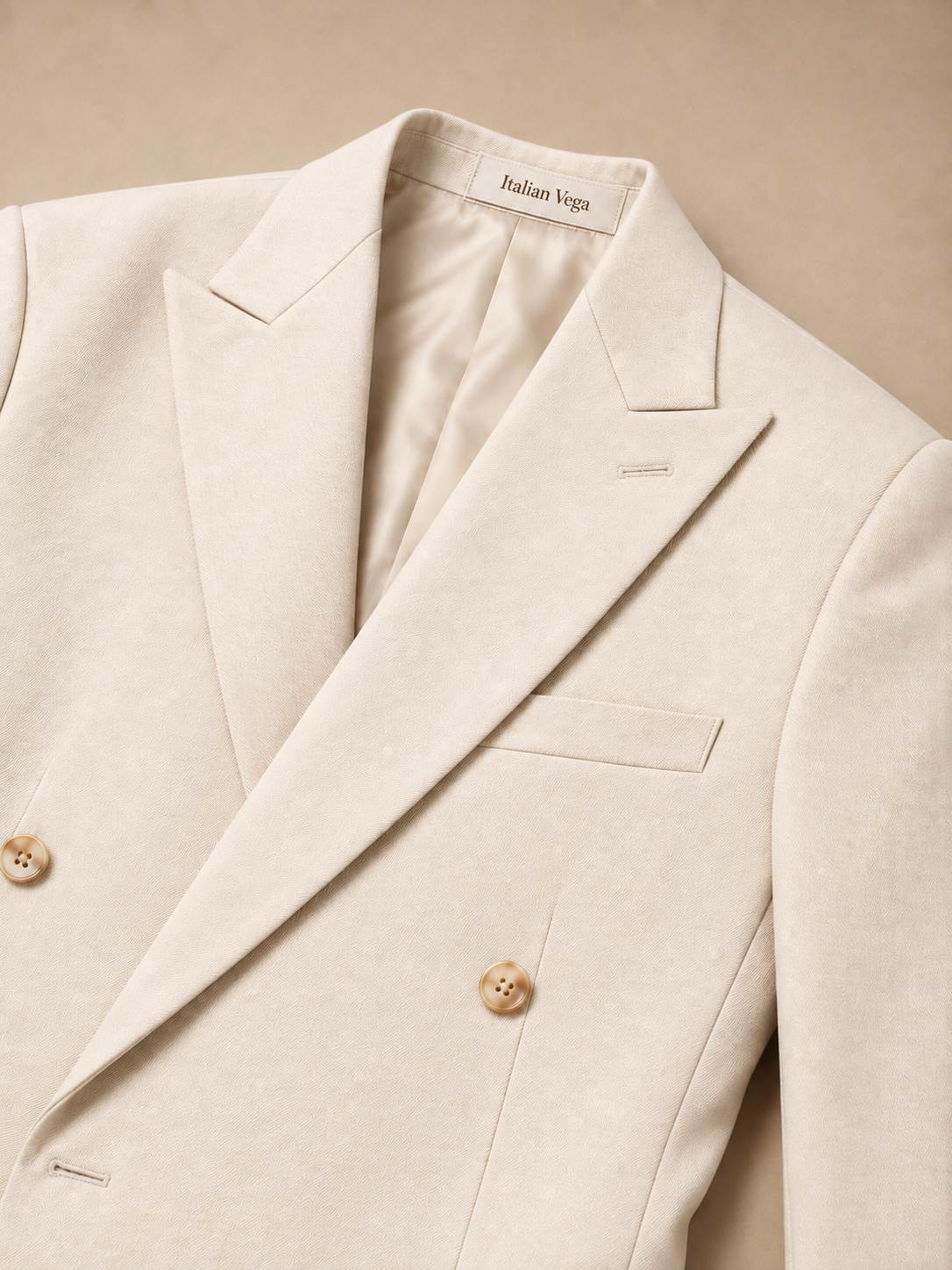 Beige Double Breasted 2 Piece Suit by Italian Vega®