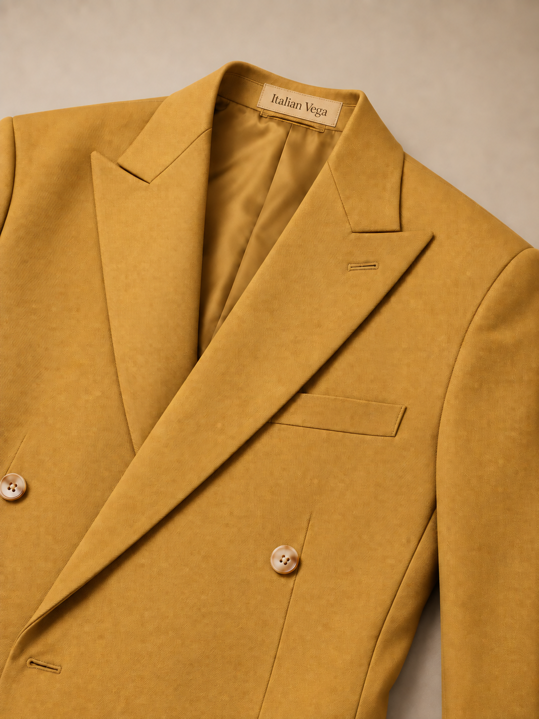 Camel Double Breasted 2 Piece Suit by Italian Vega®