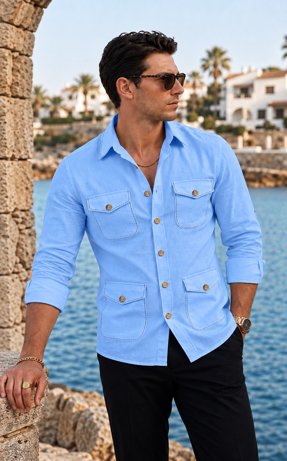 Sky Safari Shirt – Pick Stitched with Multi Pockets by Italian Vega® - 027