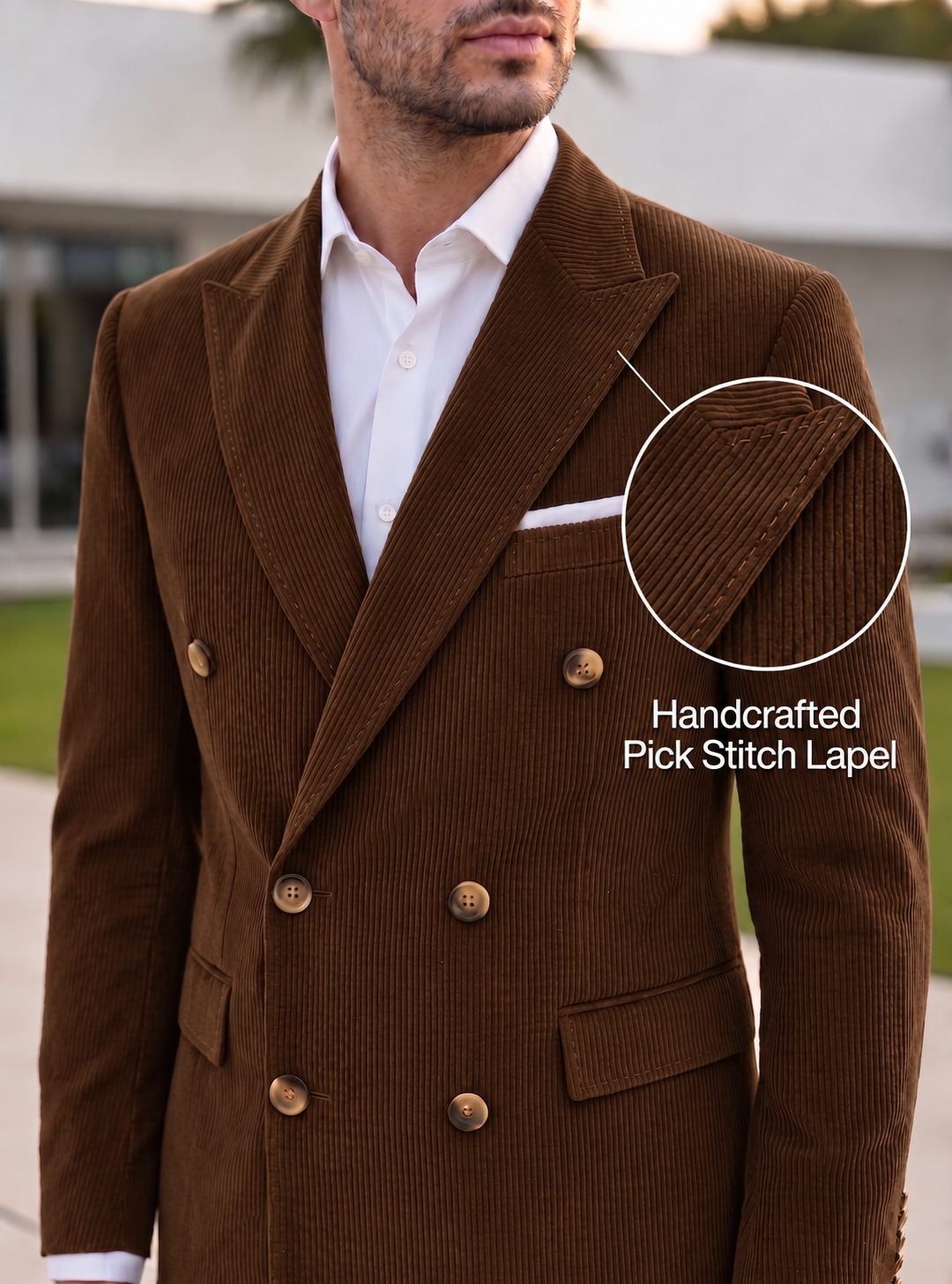Brown Corduroy Double Breasted Blazer by Italian Vega®