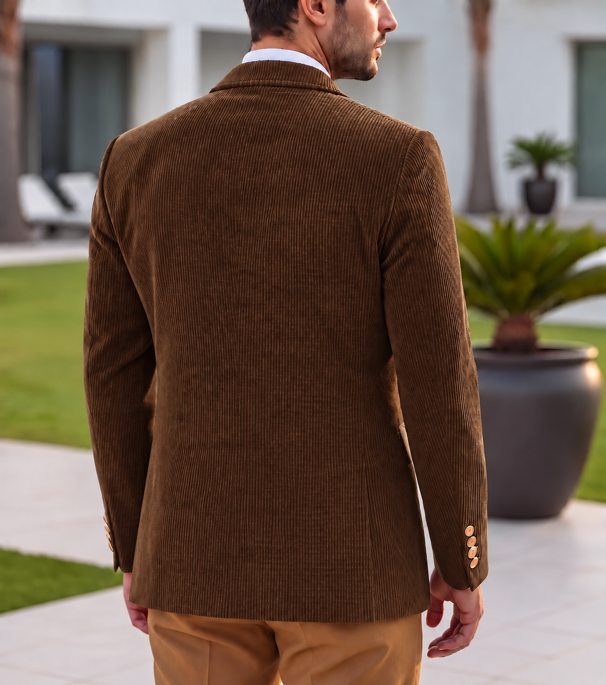 Brown Corduroy Double Breasted Blazer by Italian Vega®
