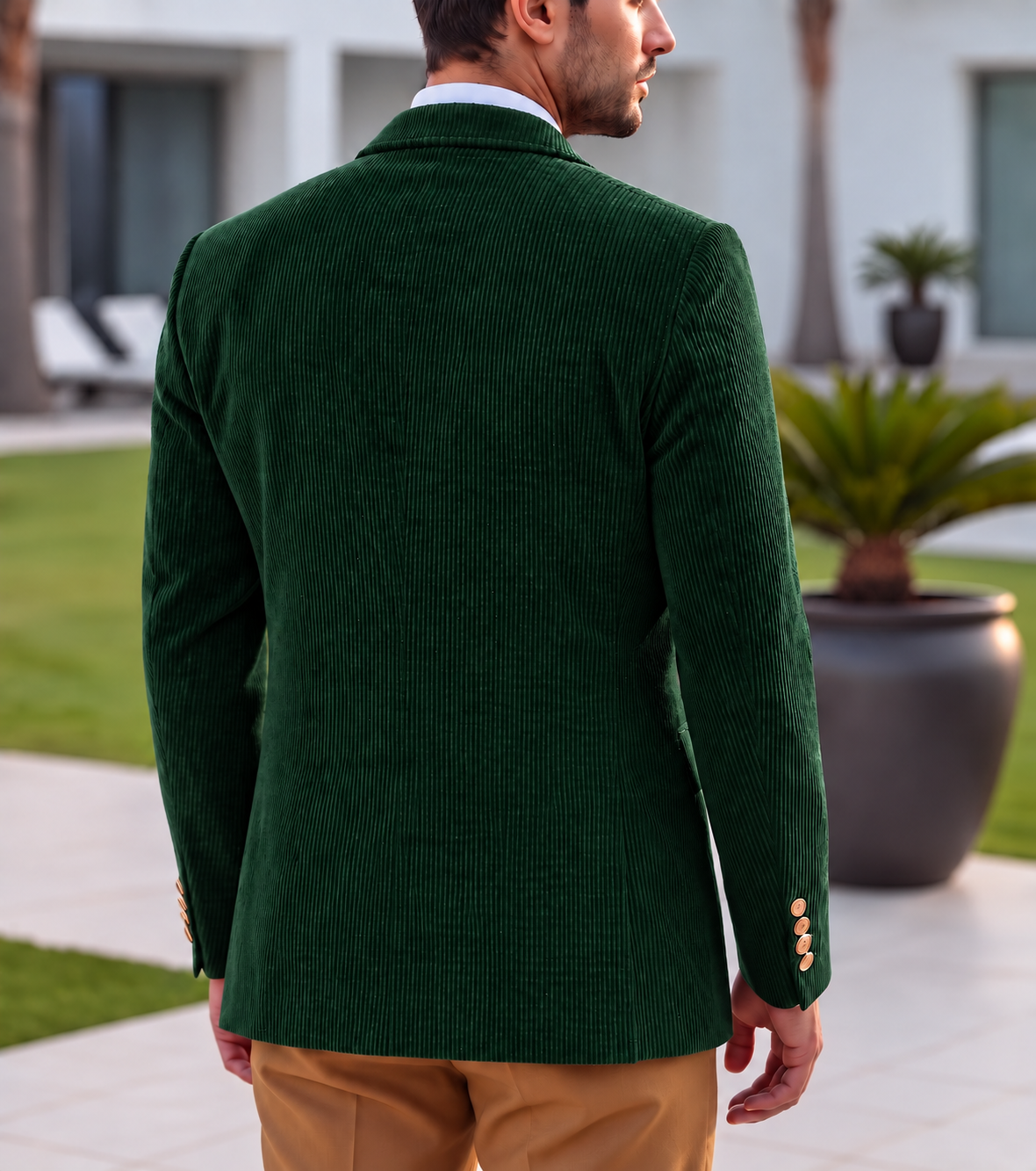 Bottle Green Corduroy Double Breasted Blazer by Italian Vega®