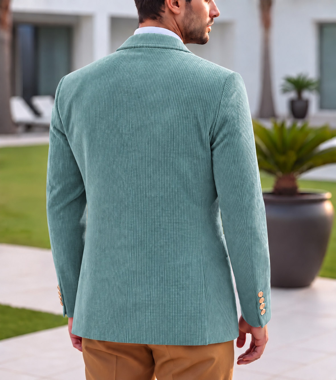 Sage Green Corduroy Double Breasted Blazer by Italian Vega®