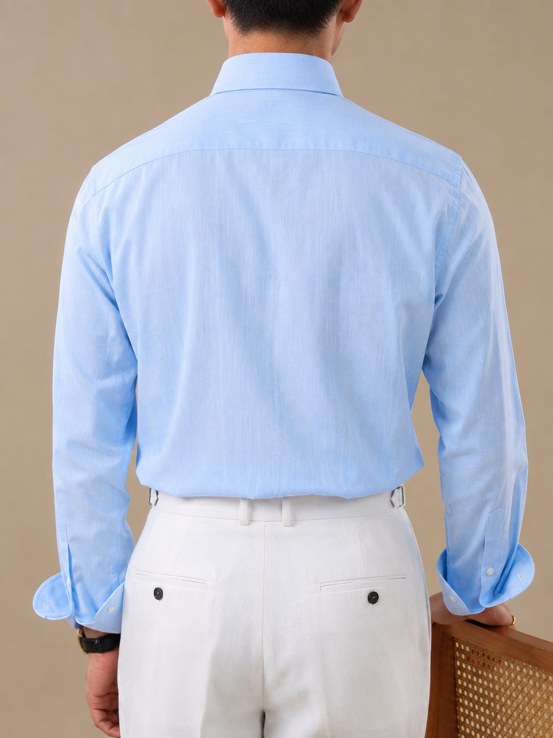 Crumpled Linen Linen Button Down Shirt by Italian Vega - 006