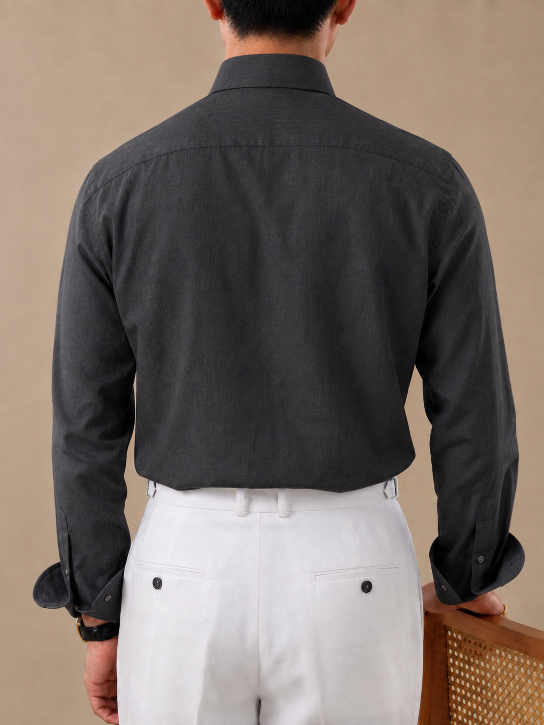 Crumpled Linen Linen Button Down Shirt by Italian Vega - 006