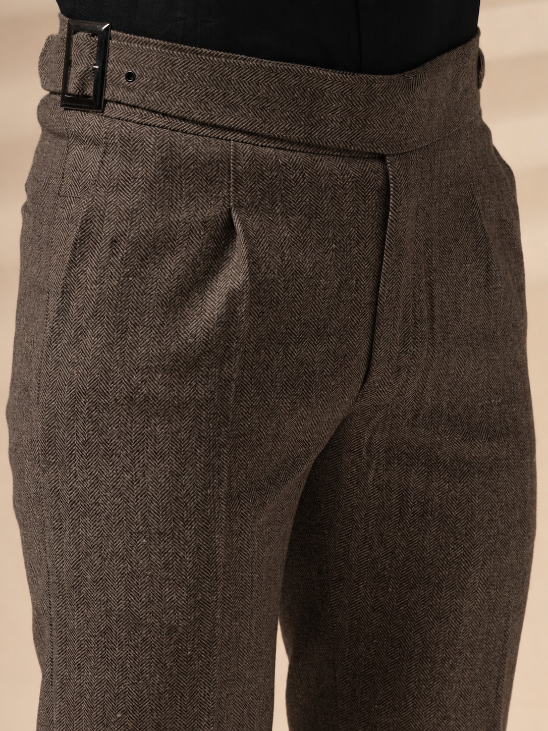 Brown Exotic Herringbone Gurkha Pants | Boot Cut Fit by ITALIAN VEGA®