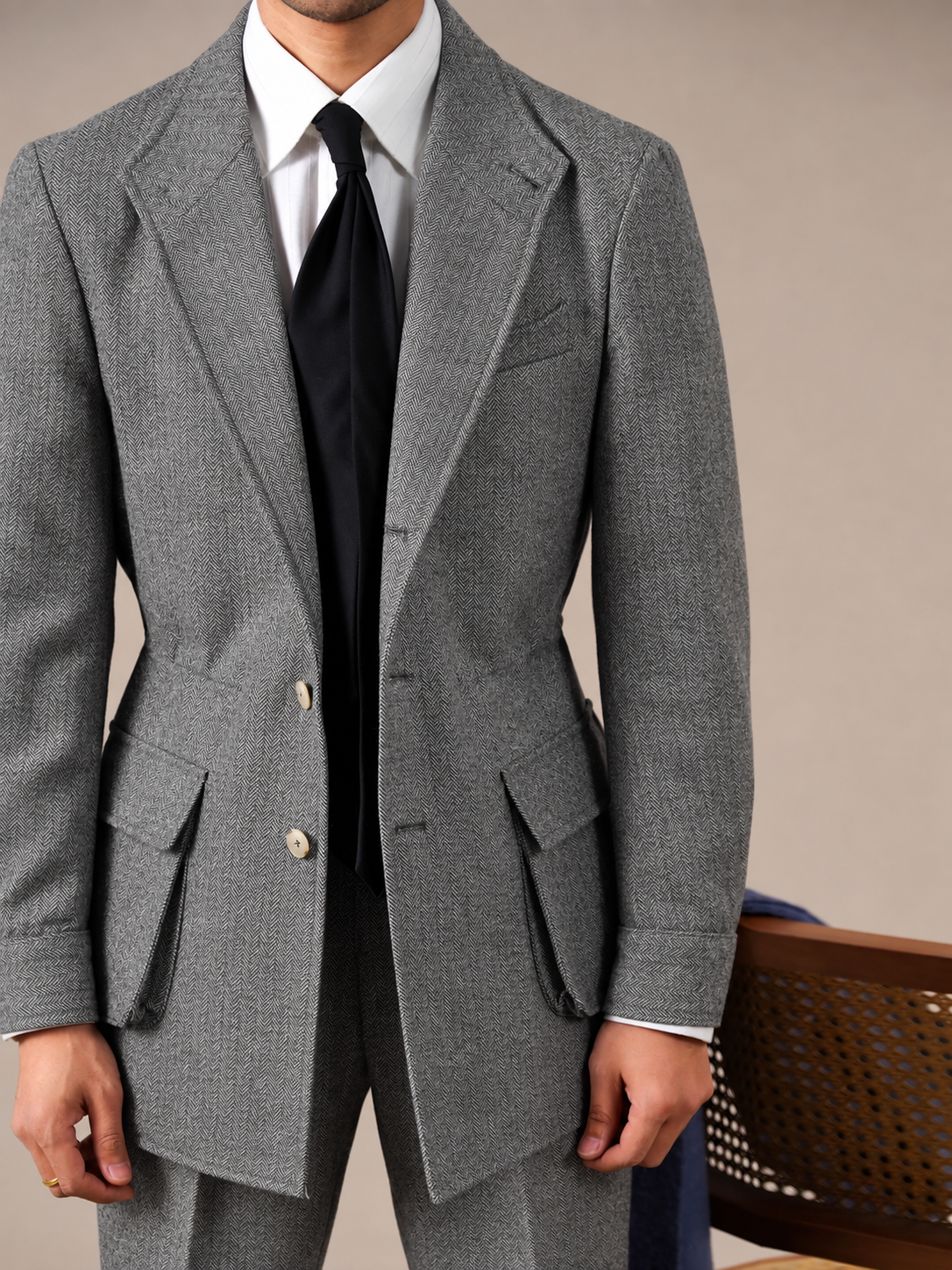 Herringbone Spanish Jacket - Slim Fit Jacket by Italian Vega
