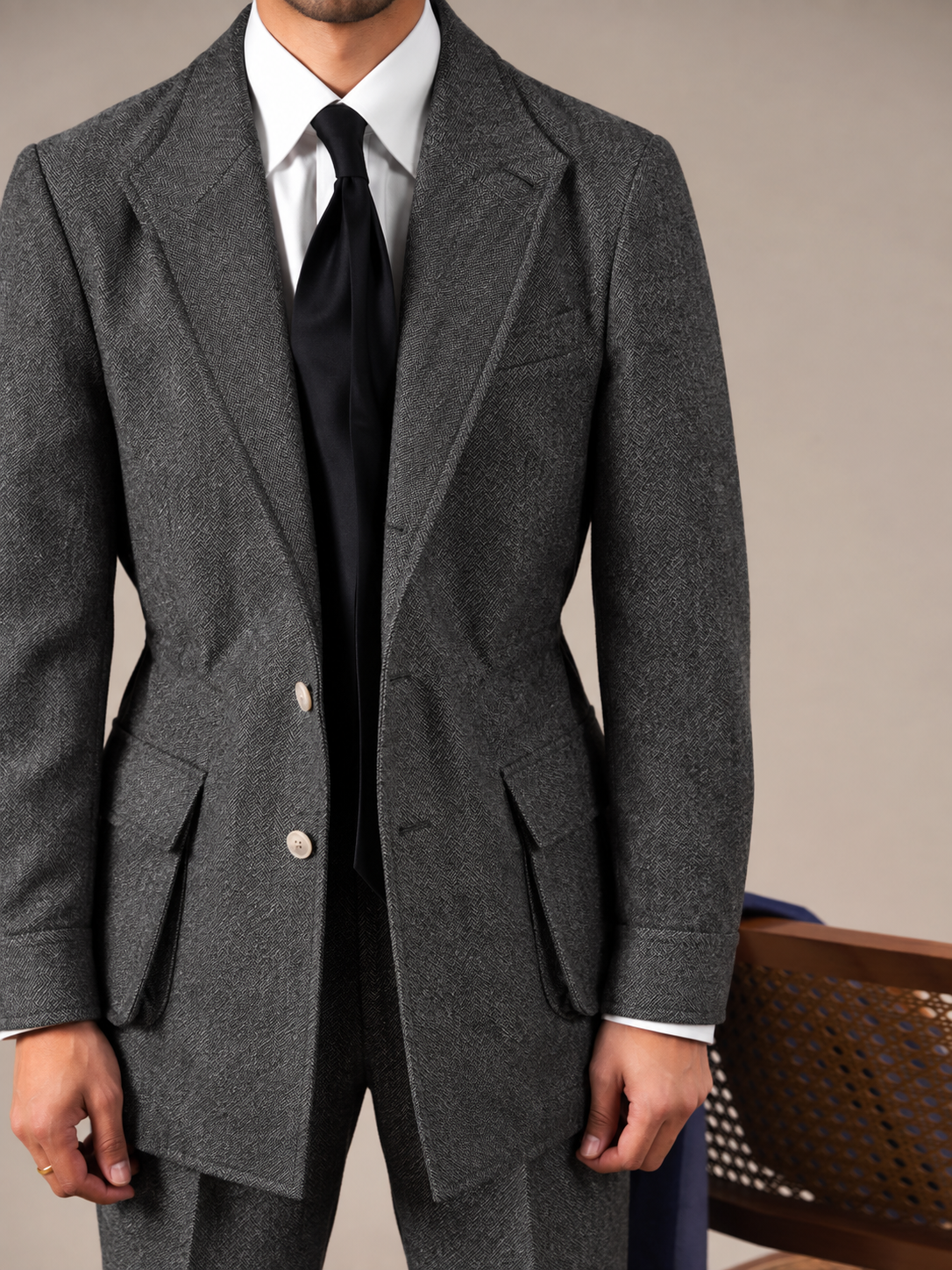 Herringbone Spanish Jacket - Slim Fit Jacket by Italian Vega