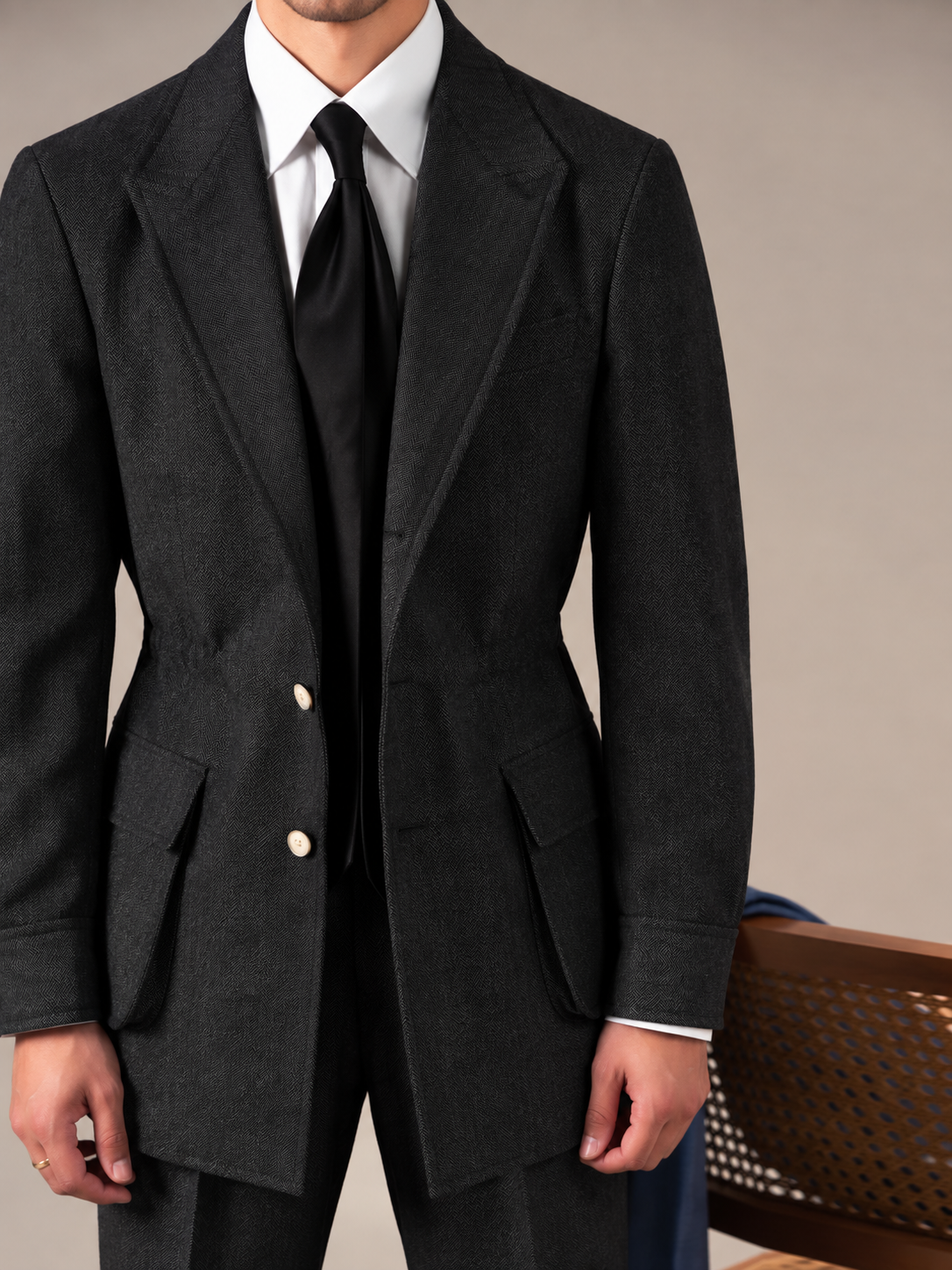 Herringbone Spanish Jacket - Slim Fit Jacket by Italian Vega