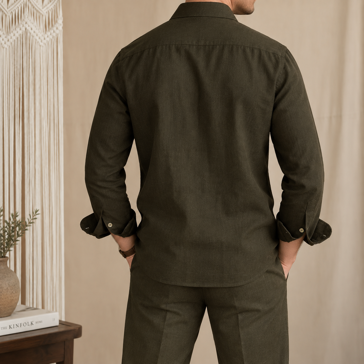 Dual Pocket European Linen Hunting Shirt by Italian Vega - 005