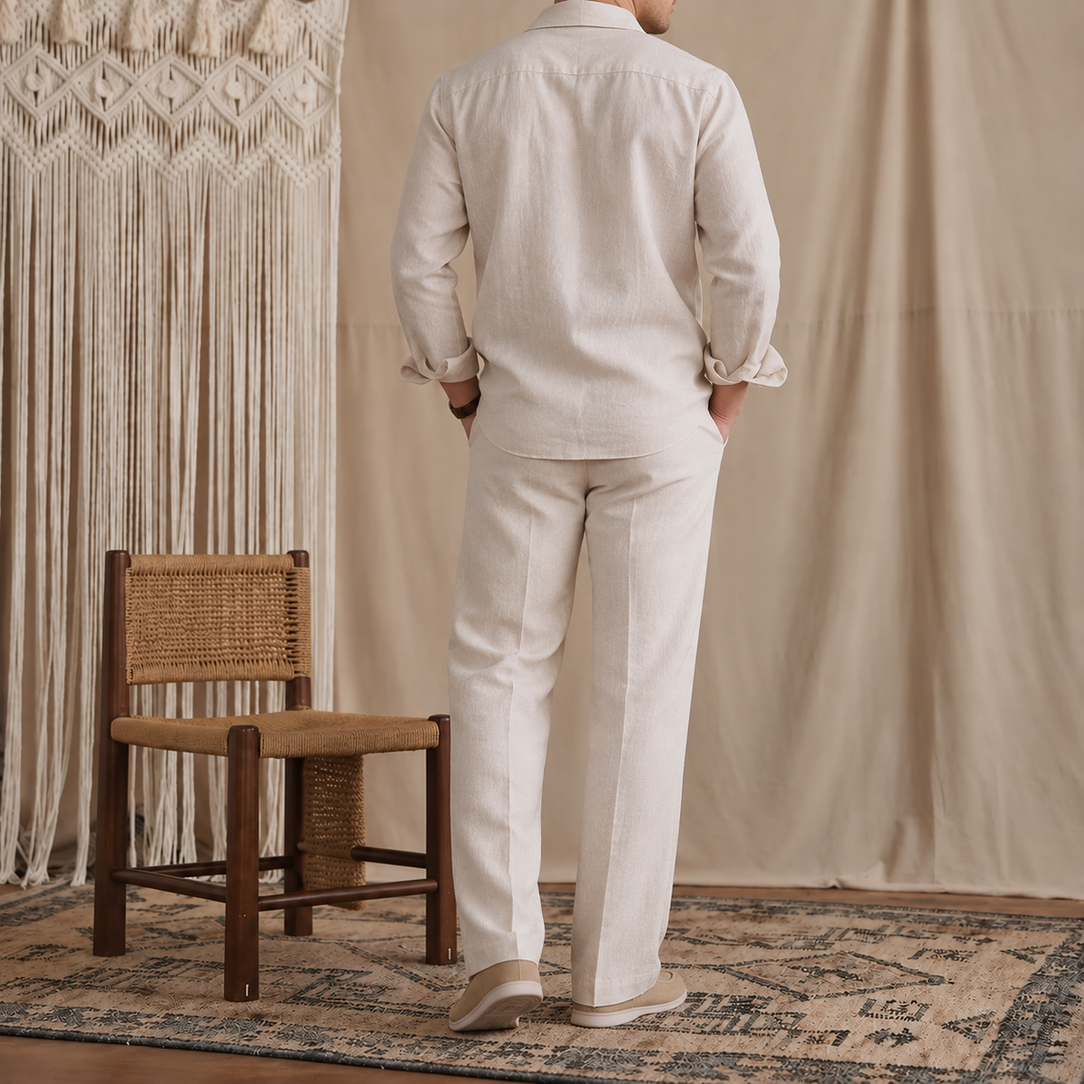 Dual Pocket European Linen Hunting Shirt by Italian Vega - 005