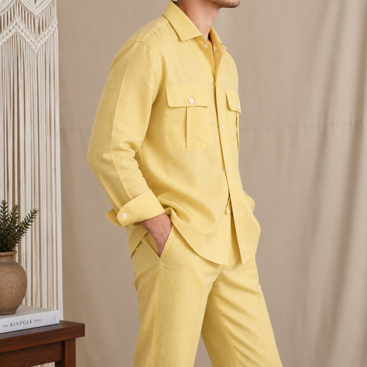 Dual Pocket European Linen Hunting Shirt by Italian Vega - 005