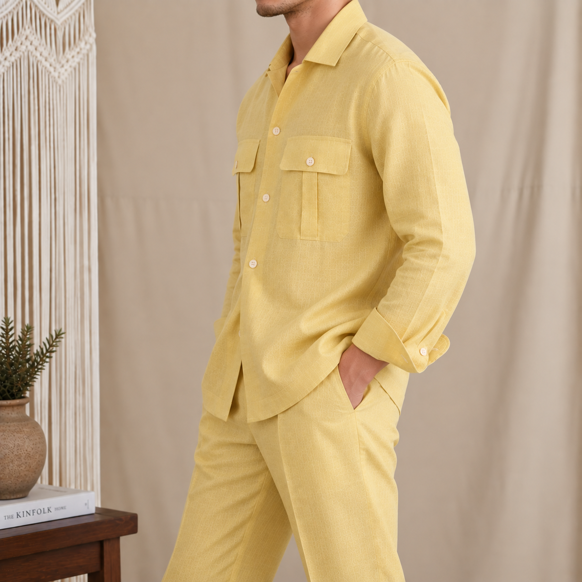Dual Pocket European Linen Hunting Shirt by Italian Vega - 005