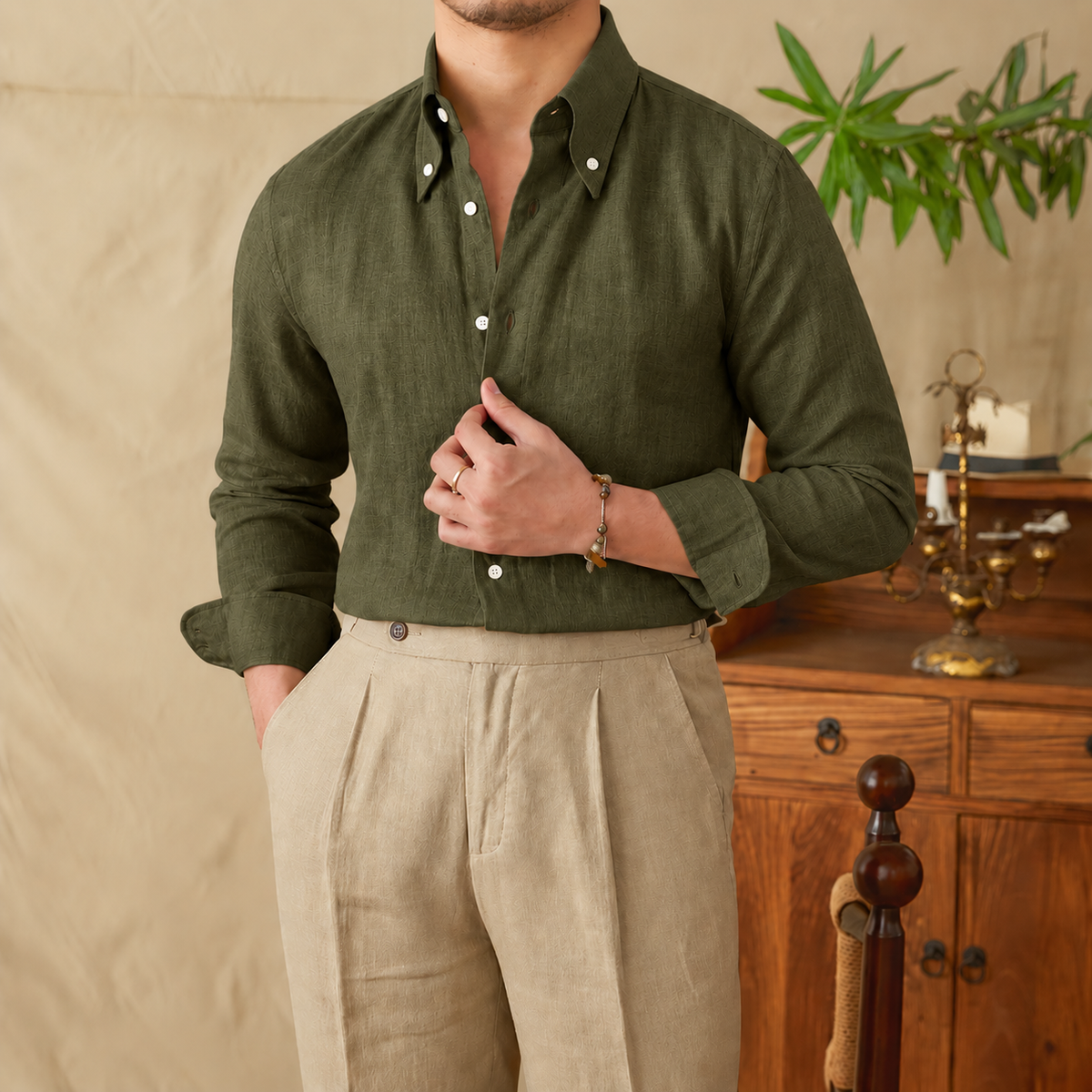 European Linen Button Down Shirt by Italian Vega - 023