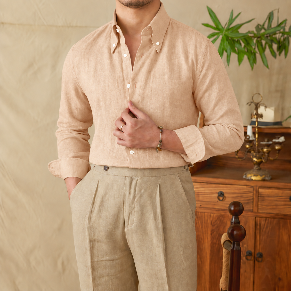European Linen Button Down Shirt by Italian Vega - 023