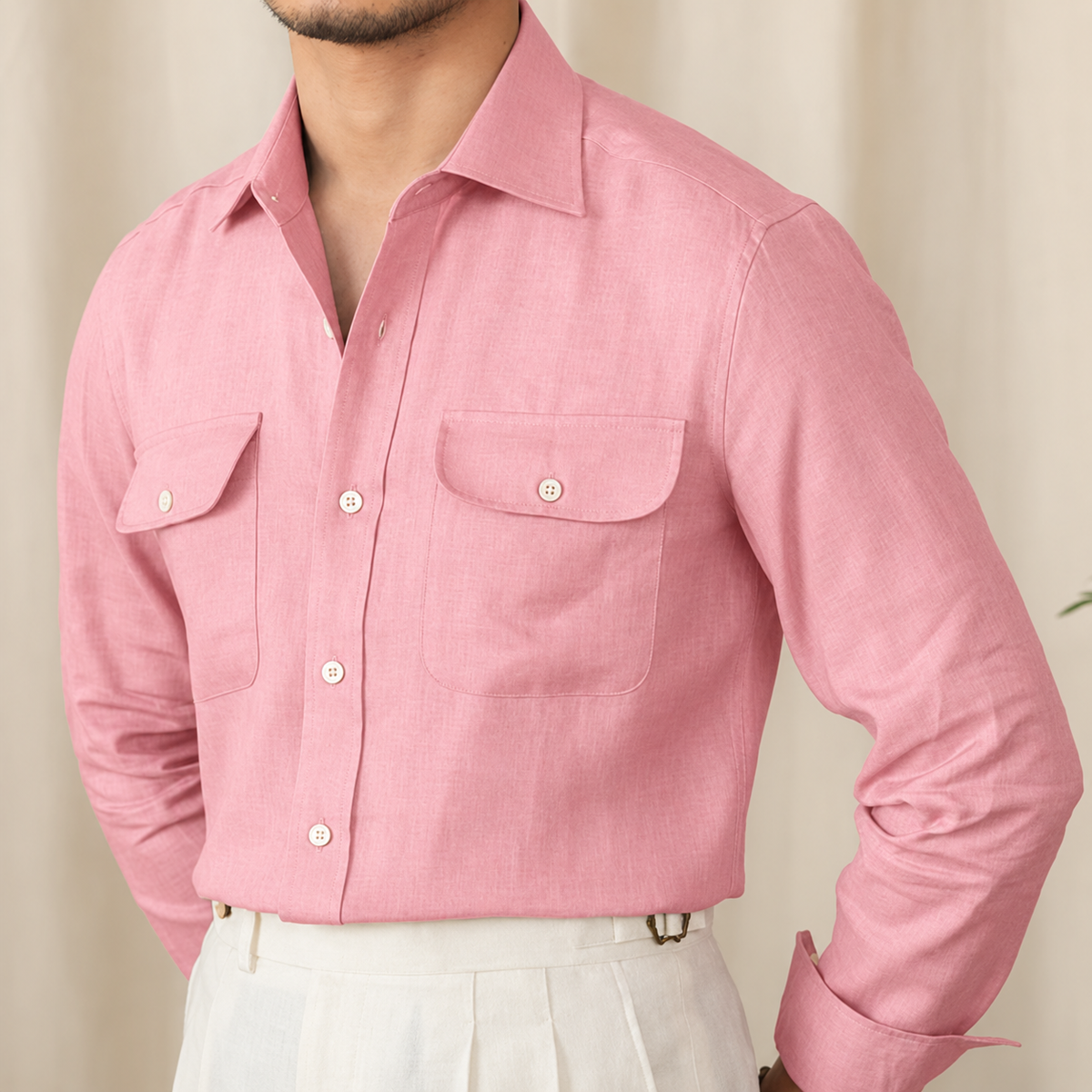 Italian Vega Amalfi 100% European Linen Safari Shirt - 021