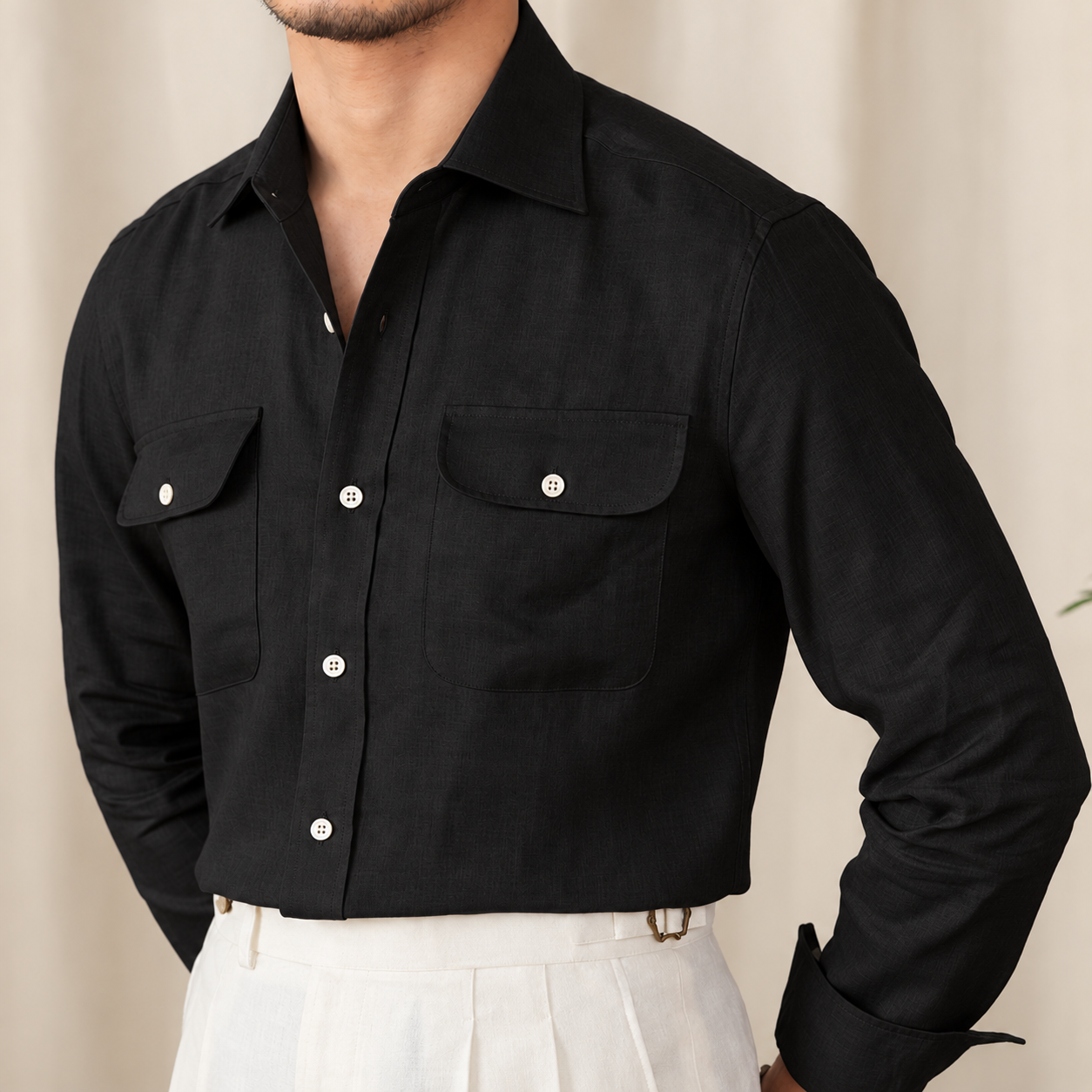 Italian Vega Amalfi 100% European Linen Safari Shirt - 021