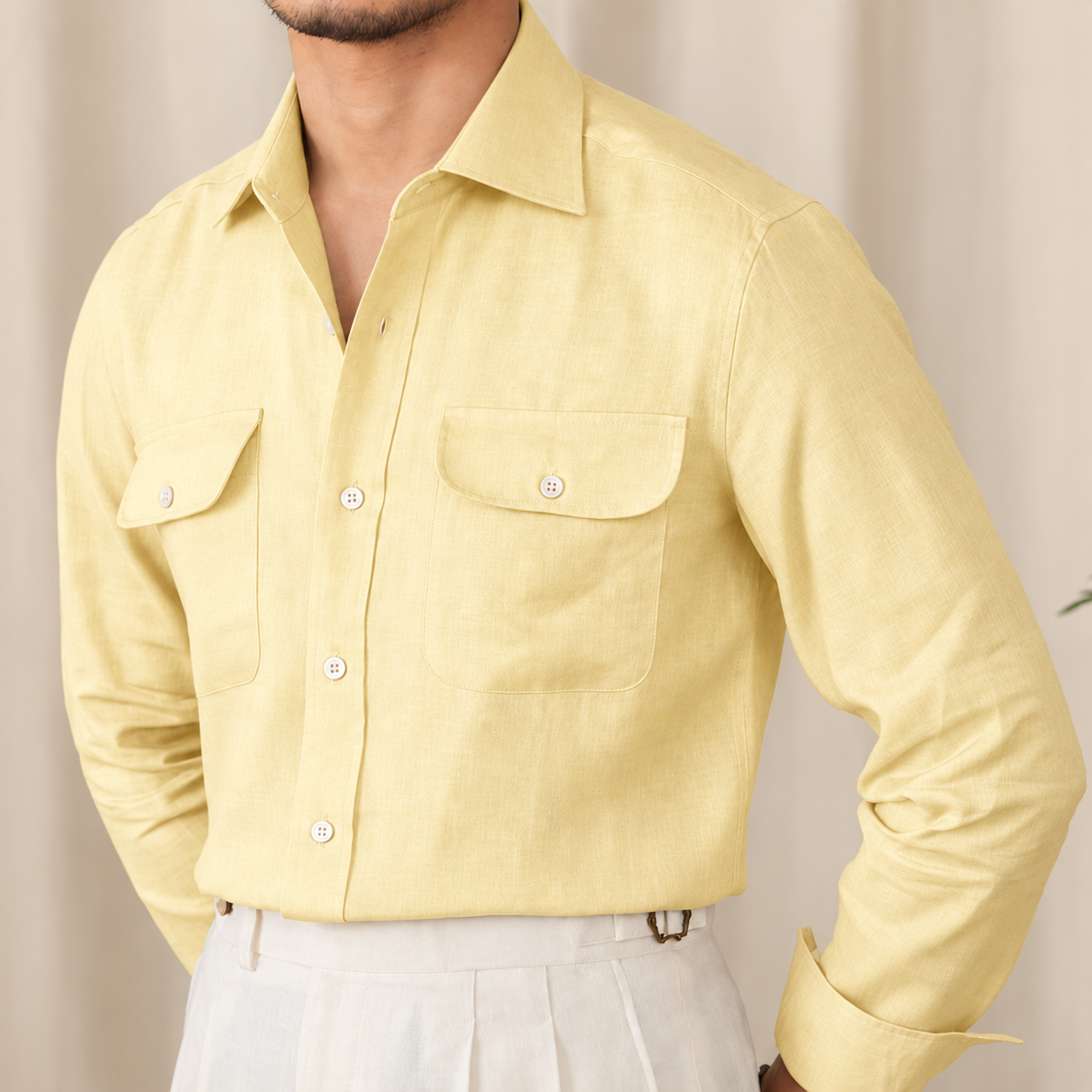 Italian Vega Amalfi 100% European Linen Safari Shirt - 021