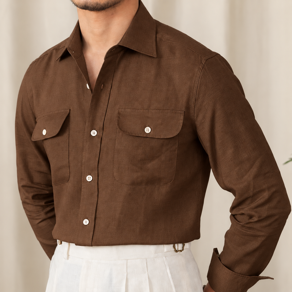 Italian Vega Amalfi 100% European Linen Safari Shirt - 021