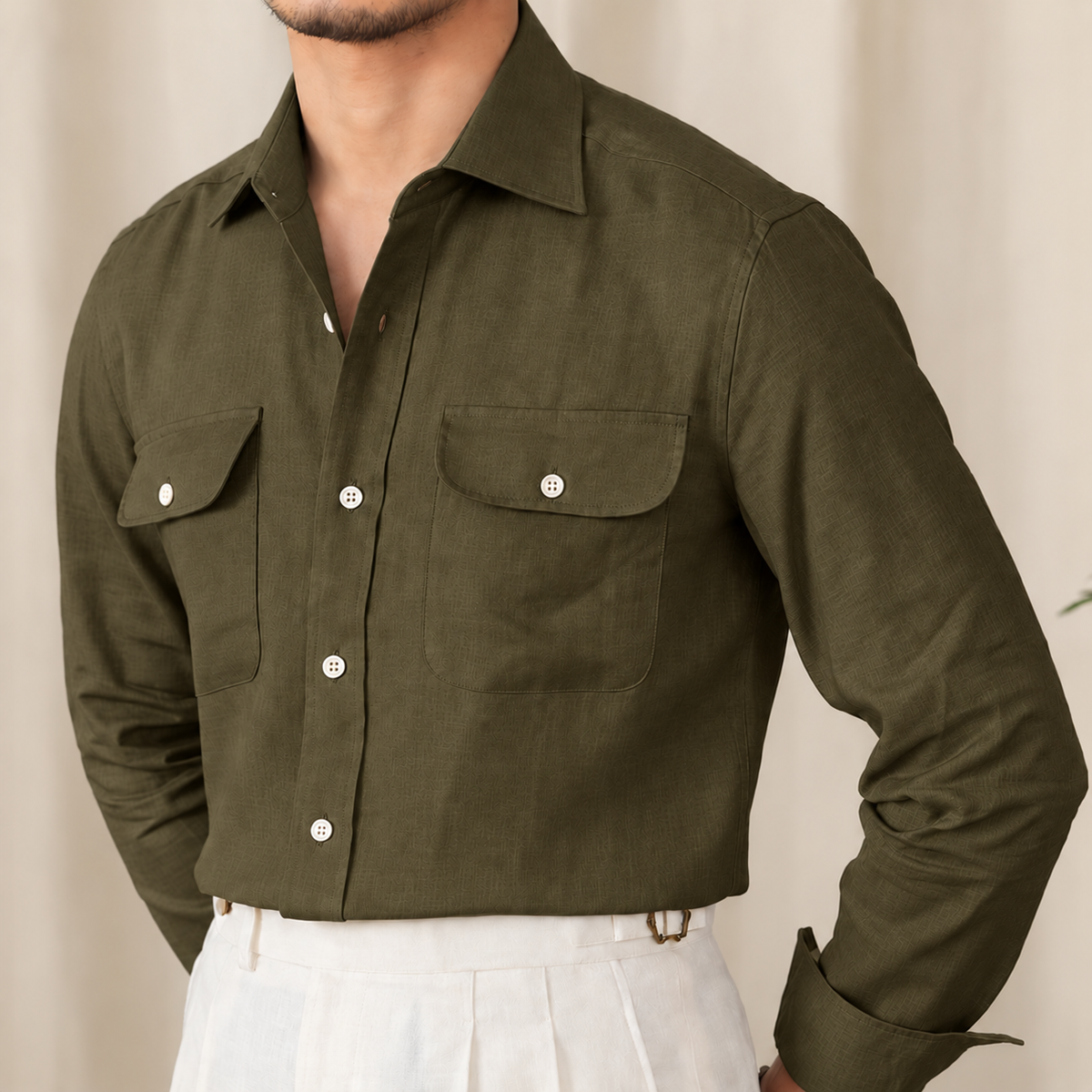 Italian Vega Amalfi 100% European Linen Safari Shirt - 021