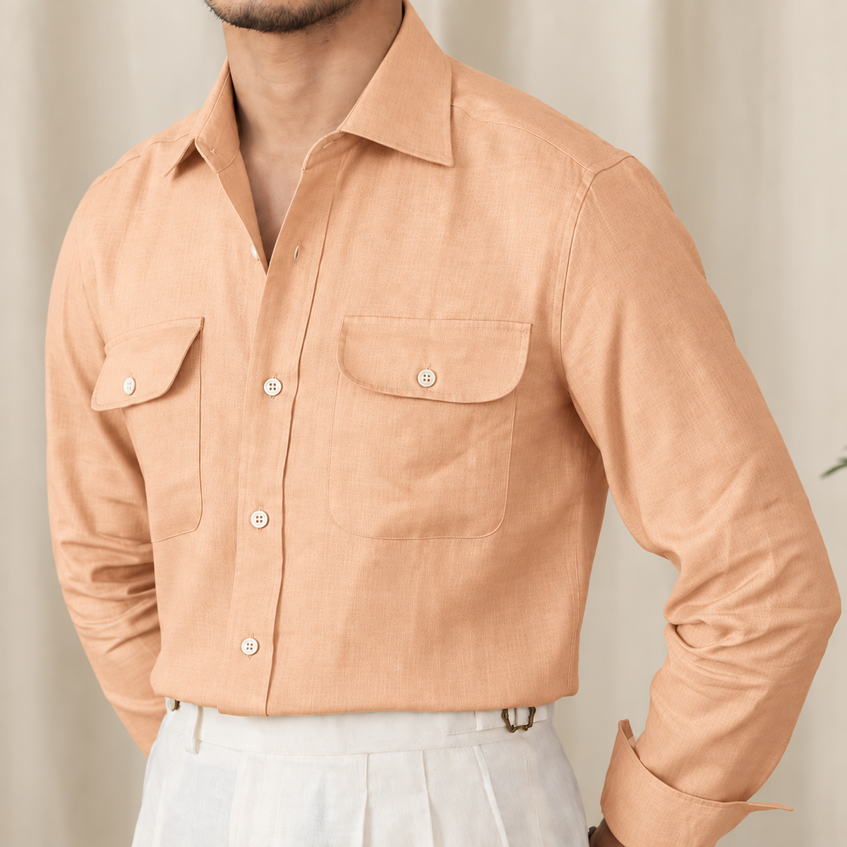 Italian Vega Amalfi 100% European Linen Safari Shirt - 021