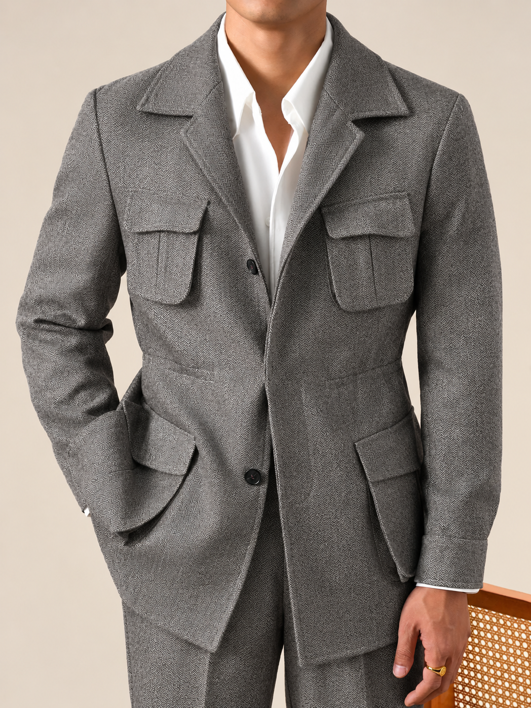 Vintage Wool Blend Hunting Jacket - Slim Fit Jacket by Italian Vega