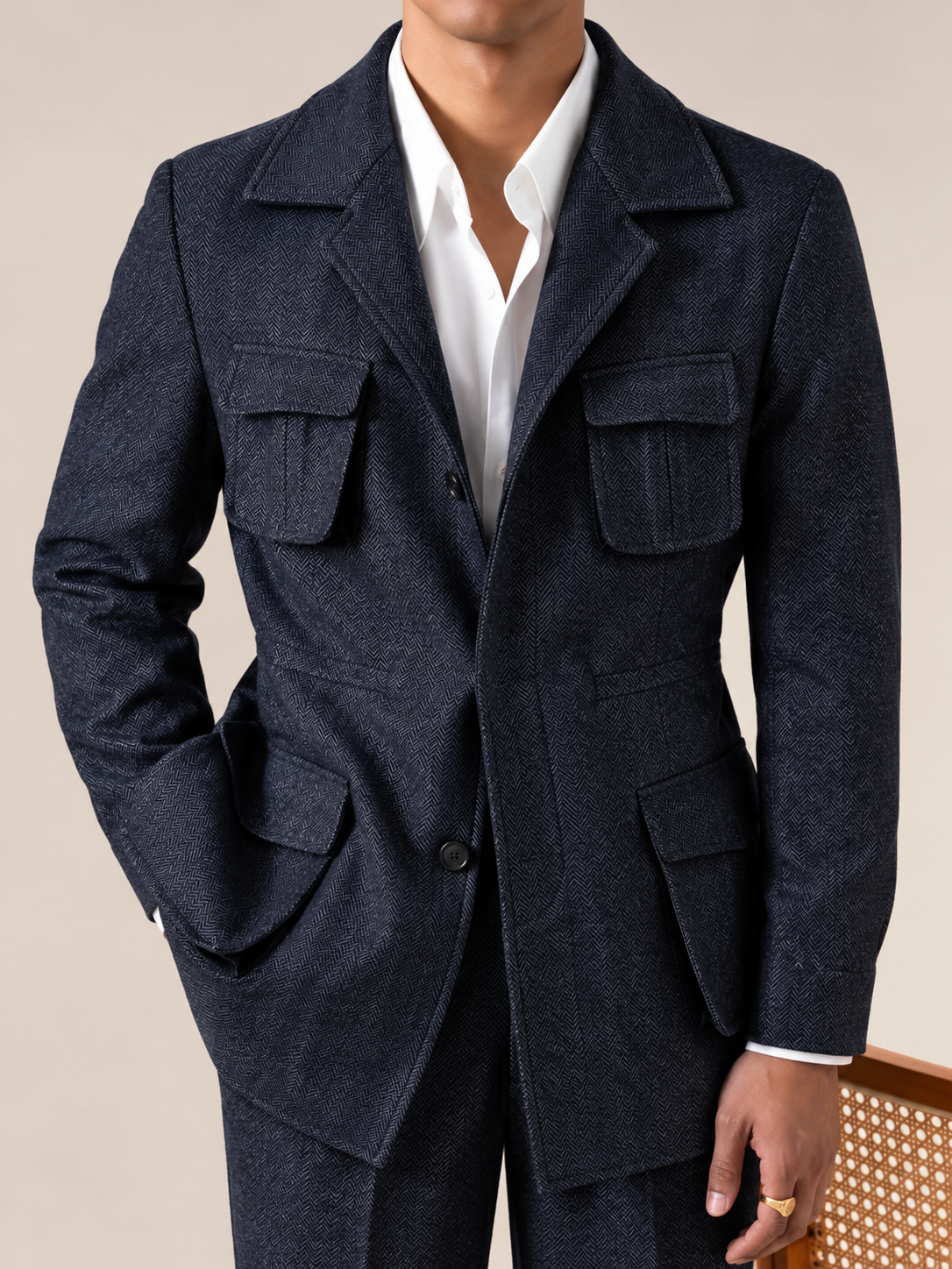 Vintage Wool Blend Hunting Jacket - Slim Fit Jacket by Italian Vega