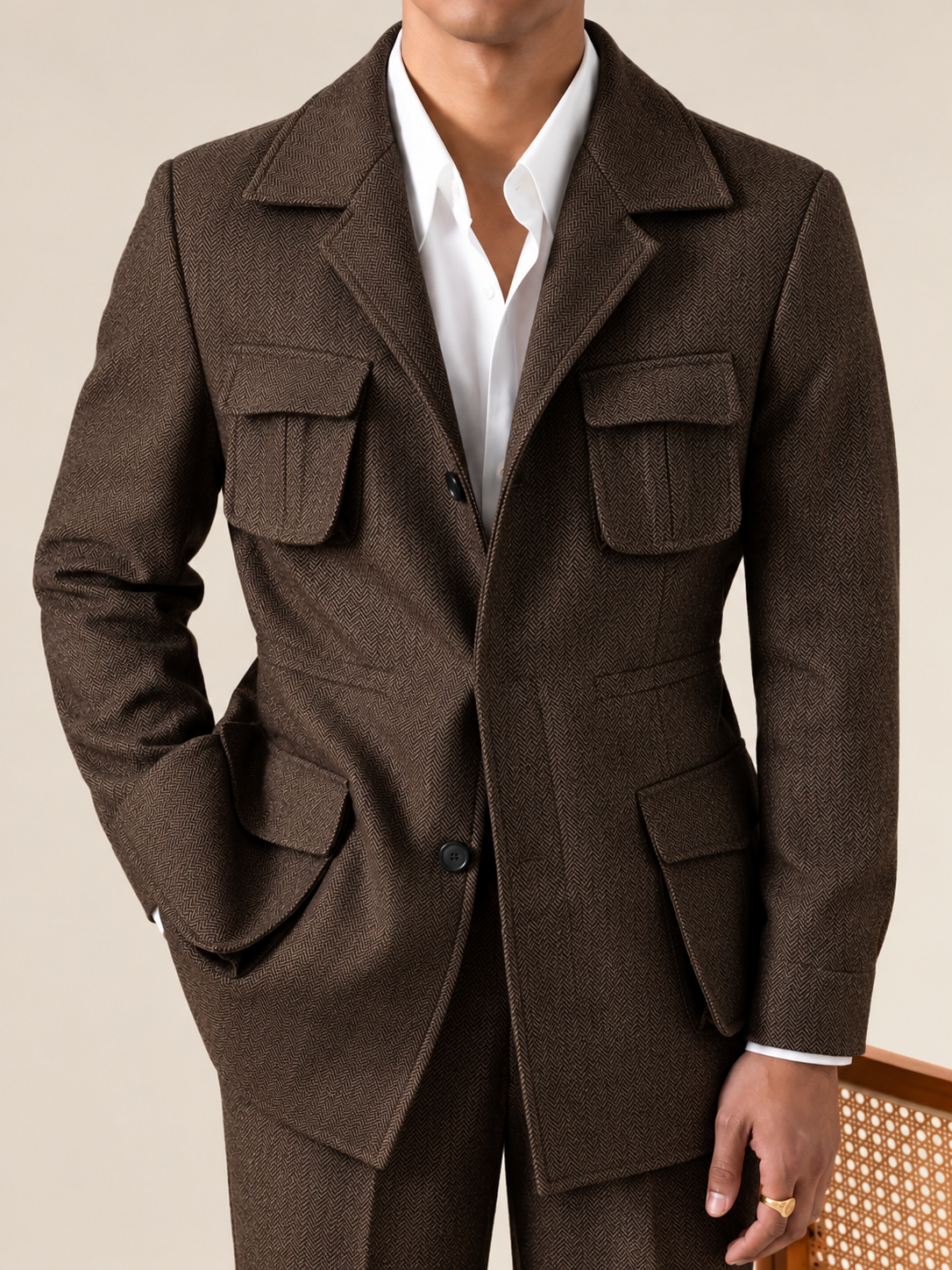 Vintage Wool Blend Hunting Jacket - Slim Fit Jacket by Italian Vega