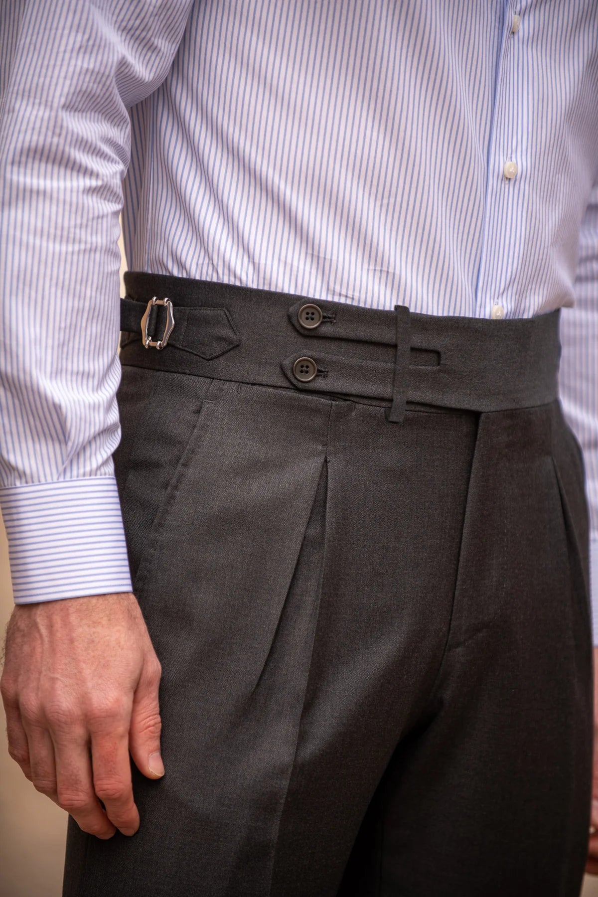 Dark Grey Double Buttoned GURKHA PANTS by ITALIANVEGA™