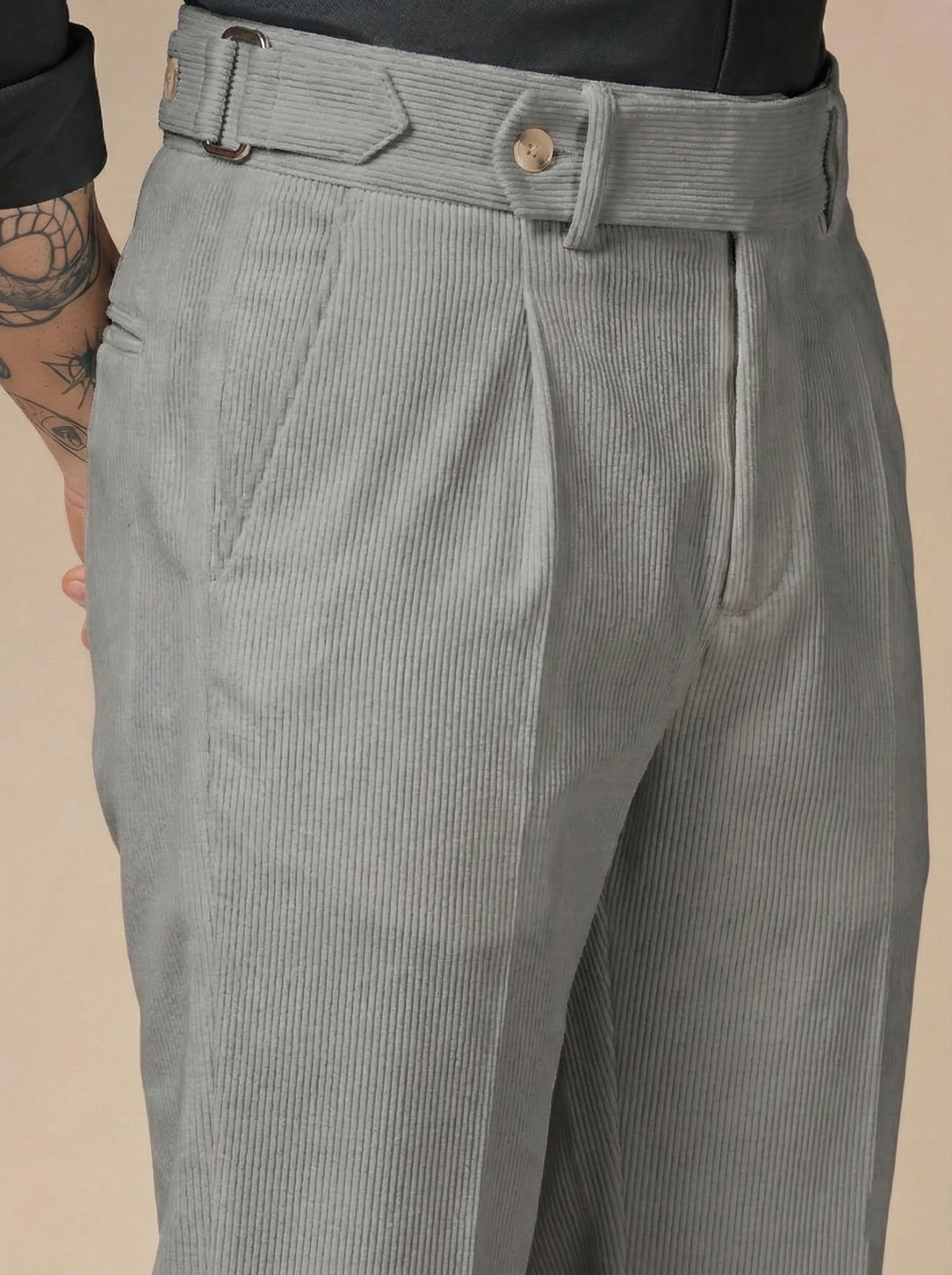 Dark Grey Corduroy Oxford Gurkha Pants | Boot Cut Fit by ITALIAN VEGA®