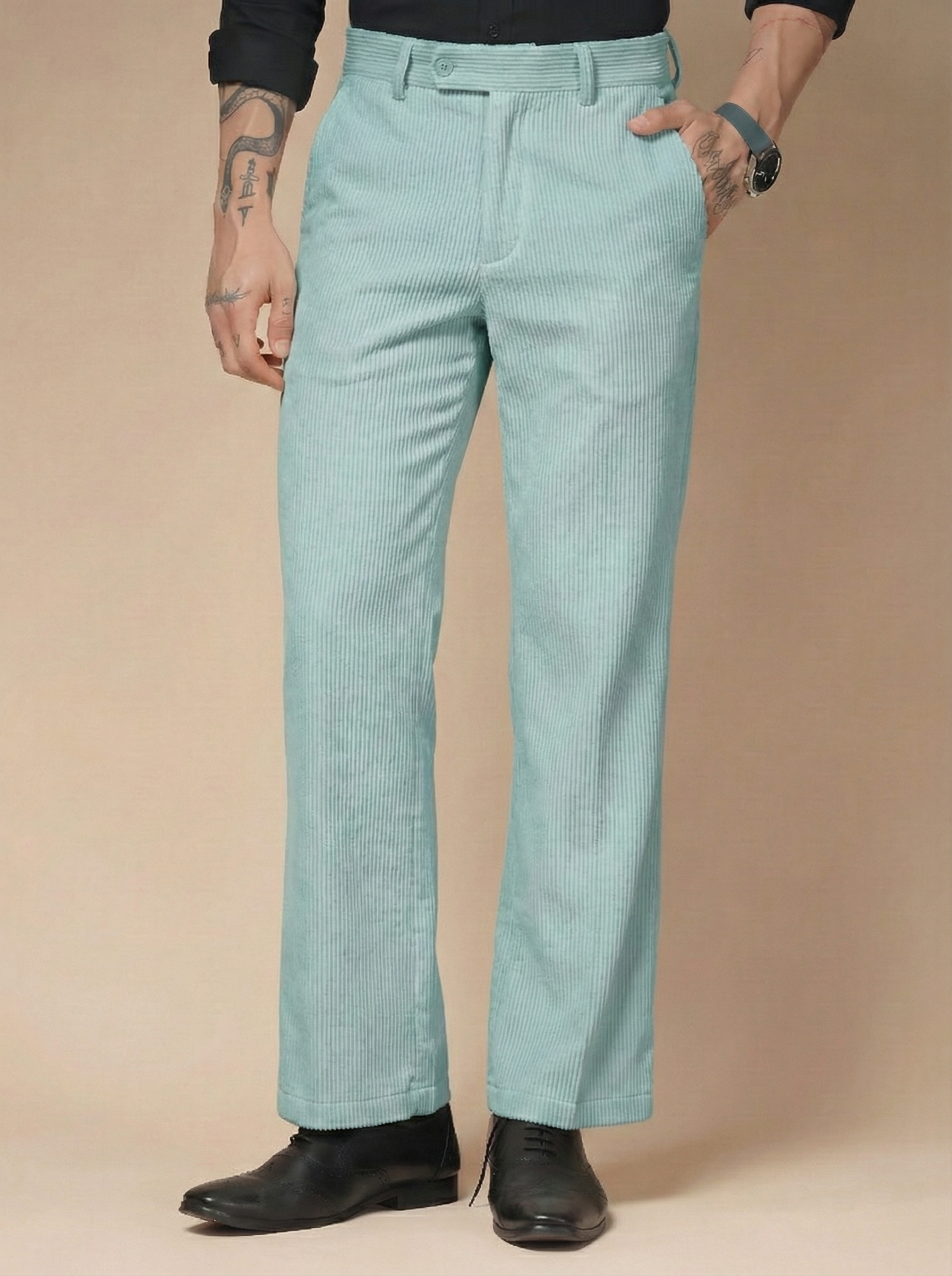 Sage Green Corduroy Oxford Gurkha Pants | Boot Cut Fit by ITALIAN VEGA®