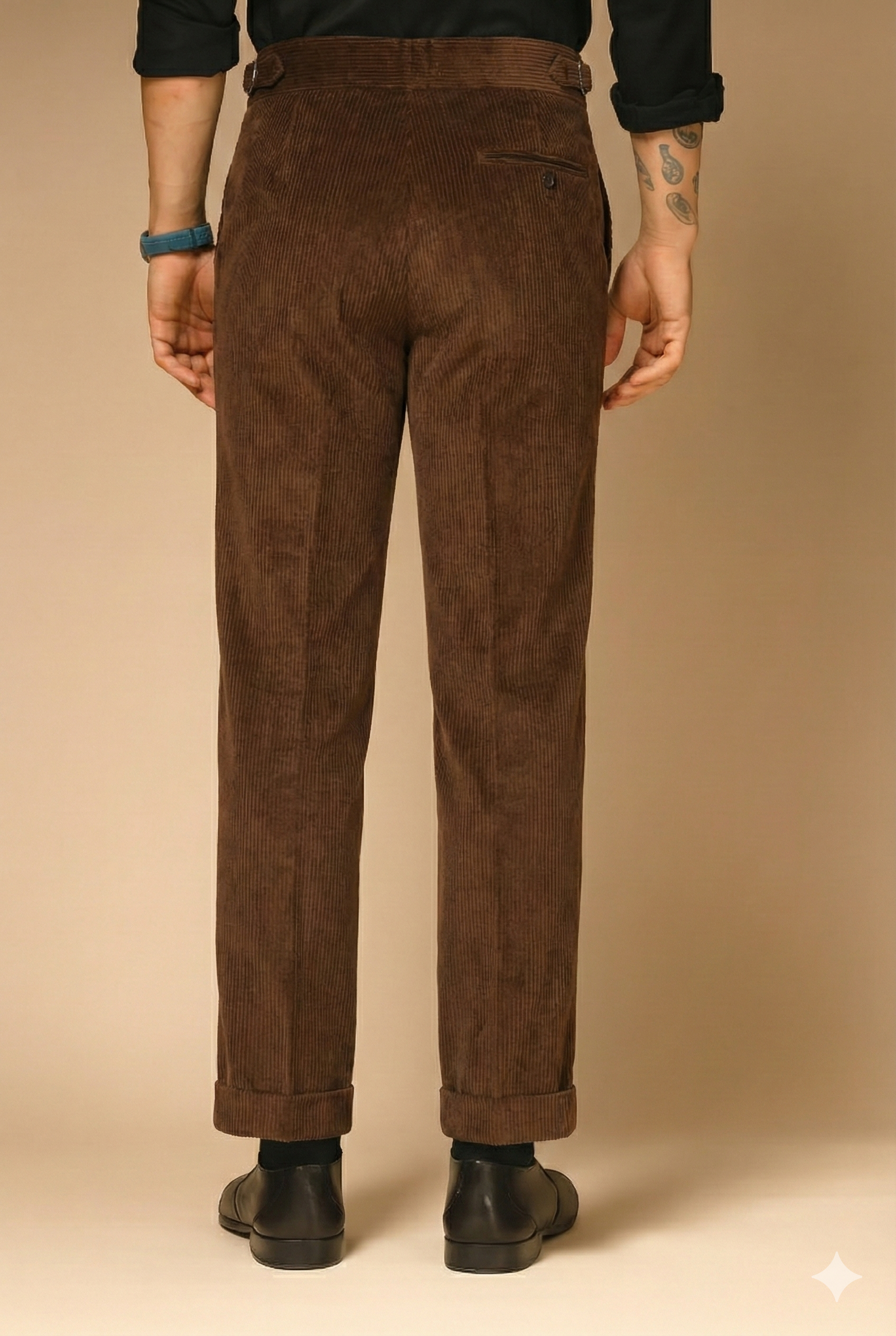 Brown Corduroy Signature Buttoned Gurkha Pants | Boot Cut Fit by ITALIAN VEGA®