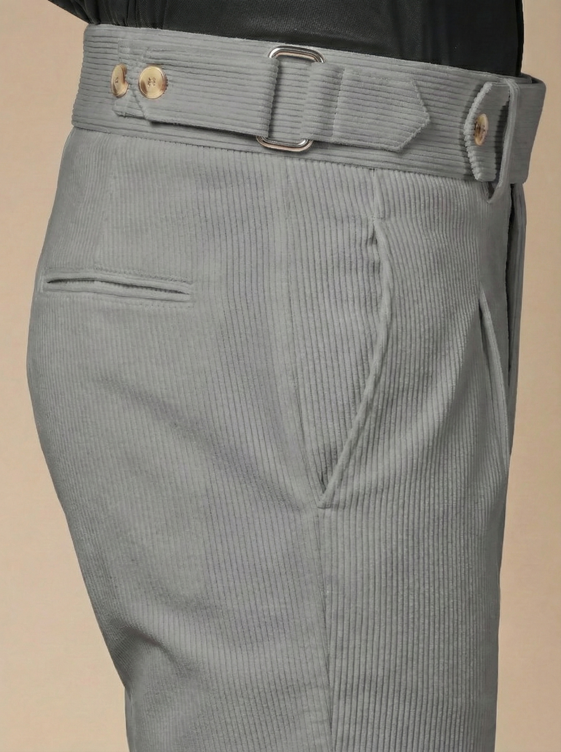 Dark Grey Corduroy Oxford Gurkha Pants | Boot Cut Fit by ITALIAN VEGA®