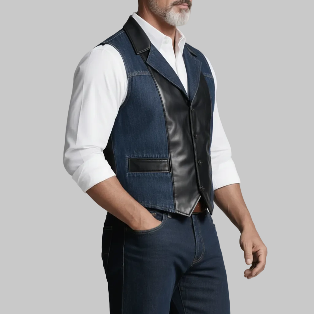 Denim x Leather Fusion Vest by Italian Vega®