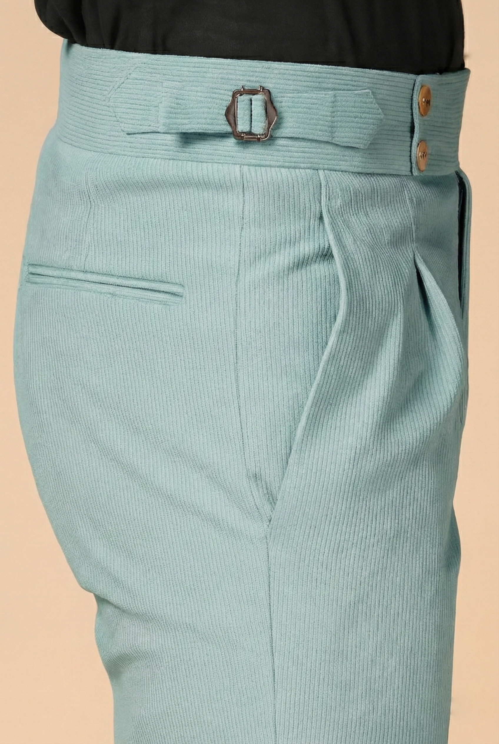 Sage Green Corduroy Signature Buttoned Gurkha Pants | Boot Cut Fit by ITALIAN VEGA®