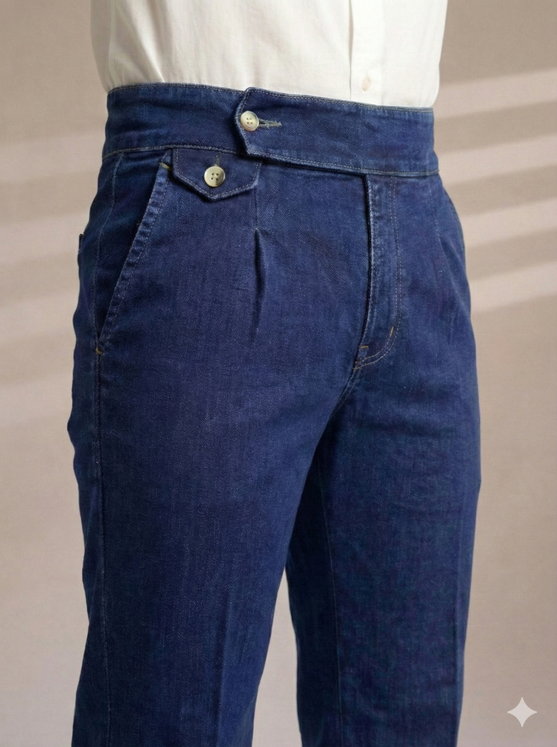 Blue Denim Signature Flap Gurkha Trouser Pants | Boot Cut Fit by Italian Vega®