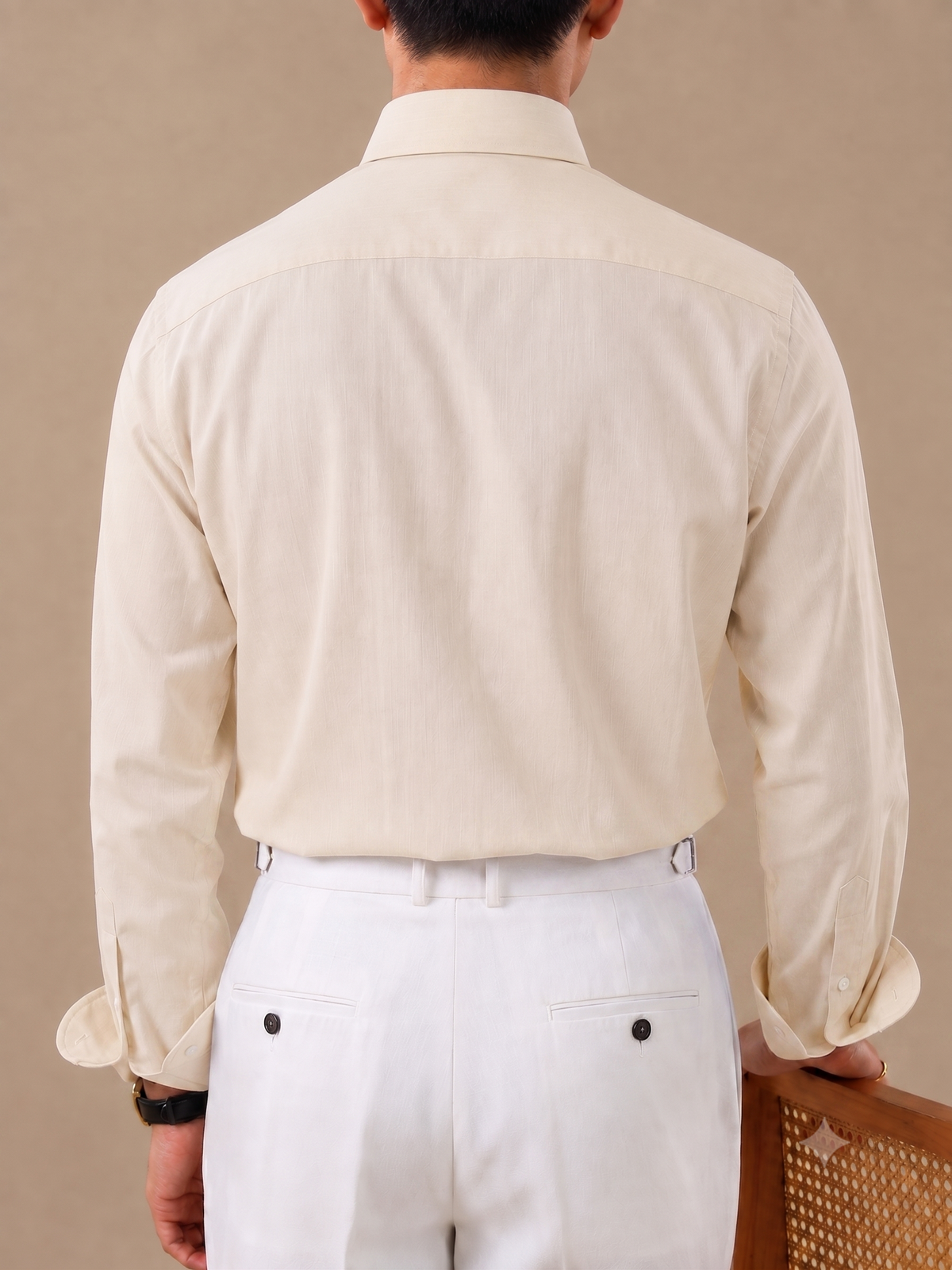 Crumpled Linen Linen Button Down Shirt by Italian Vega - 006