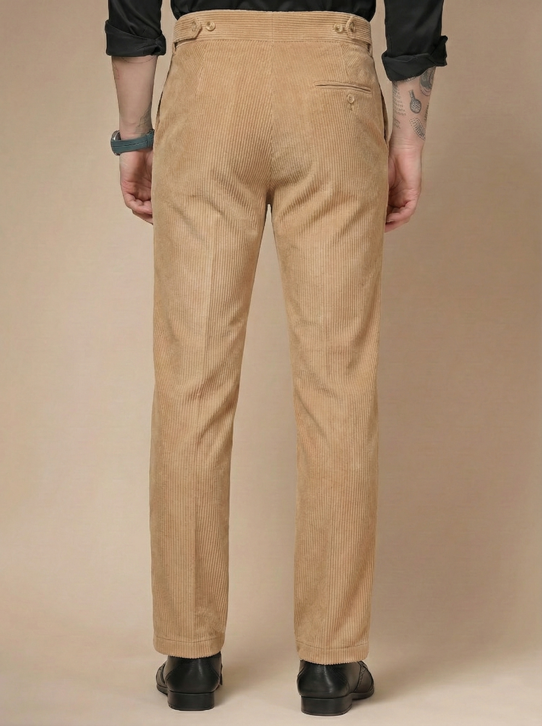 Khakhi Corduroy Oxford Gurkha Pants | Boot Cut Fit by ITALIAN VEGA®